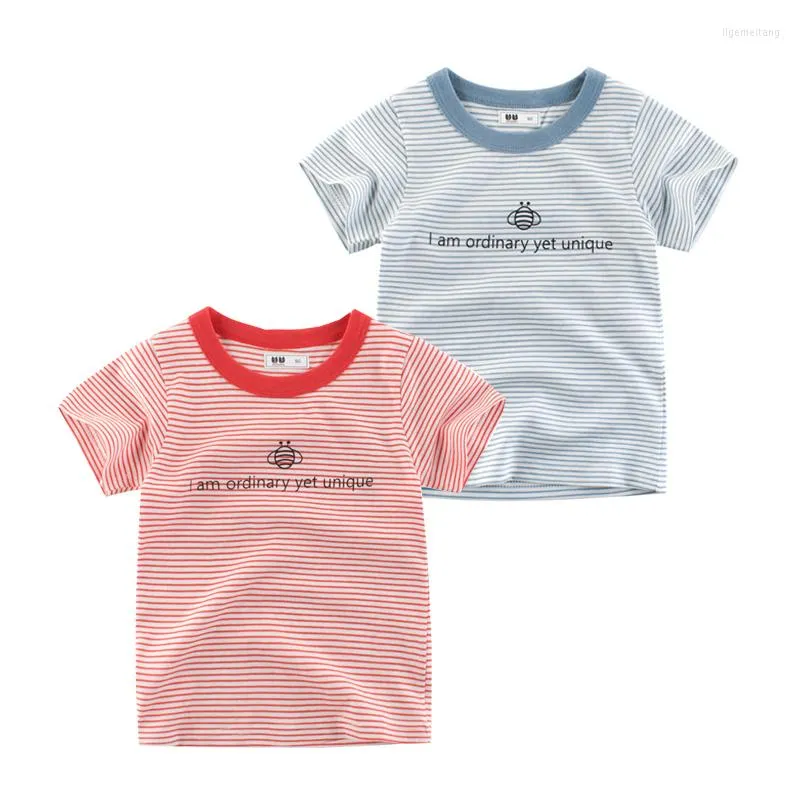 Camisas Camisetas de verano a rayas para niños Tela suave de algodón Tops Bab para niños Ropa para niños Camiseta para niños
