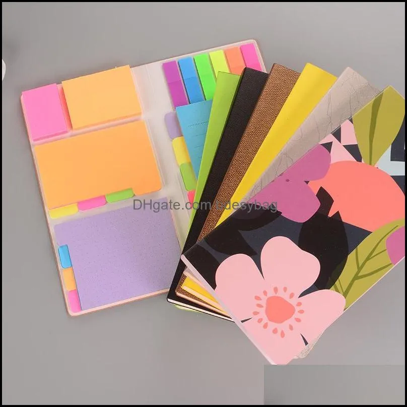 gift wrap fluorescence self adhesive memo pad small pocket notebook multi-colored self-adhesive tabs page student office supplies