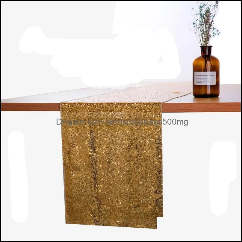 30*275cm Fabric Table Runner Gold Silver Sequin Table Cloth Sparkly Bling for Wedding Party Decoration Supplies Tablecloth 1397 V2