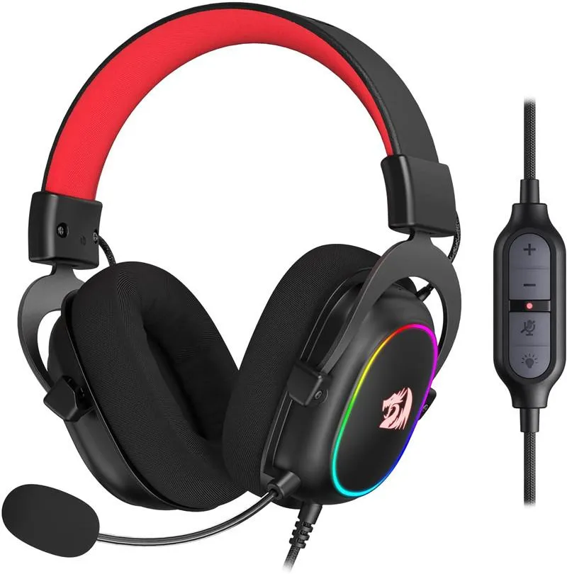 Écouteurs d'écouteurs redragon H510 Zeus X Gamiage filaire Casque RGB Éclairage 7.1 Sound surround multi-plates-formes Le casque fonctionne pour PC PS4H