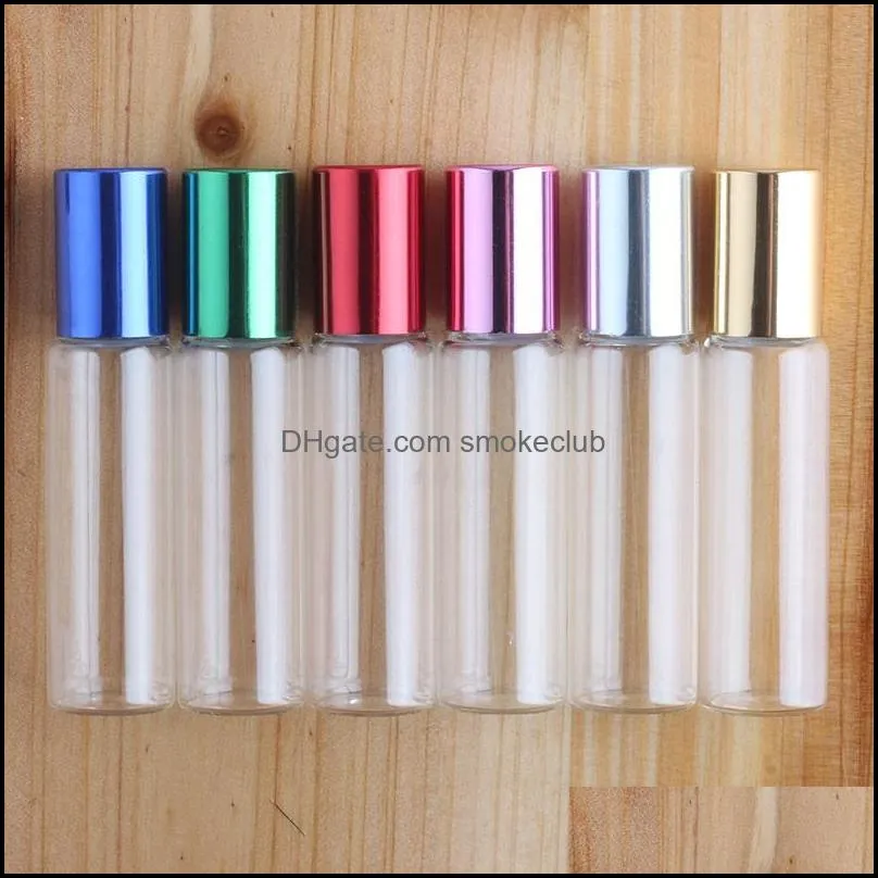 5ml 10ml Clear Glass  Oil Perfume Bottles Stainless Steel Ball Roll on Bottles Travel Size Portable Liquid Dispenser