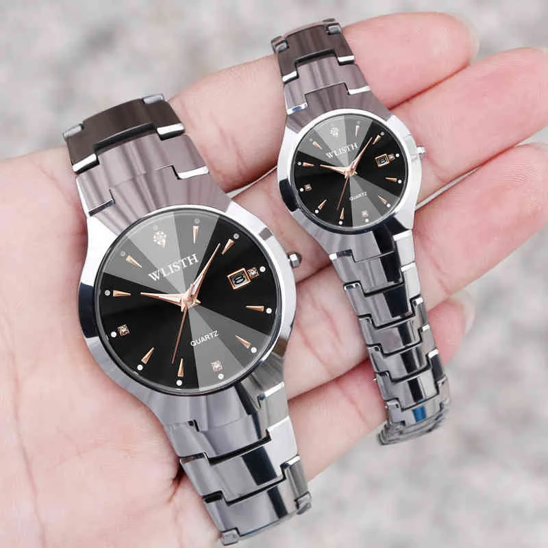 Hot Selling WLISTH Waterdichte paar Watch Kalender kwarts horloge unisex Ladi Stainls Steel Quartz horloge met datum