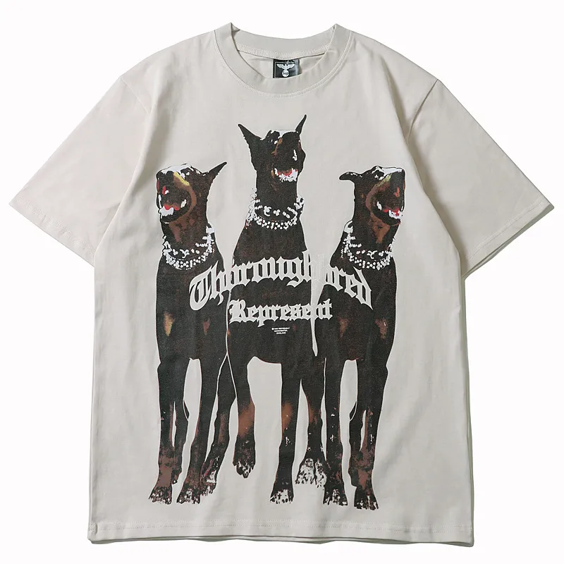24ss Representa Camiseta Marca Masculina Camisetas Harajuku Y2K Hiphop Oversized Vintage T Shirt Punk Gothic Dog Print Roupas Representahoodie Streetwear 3761