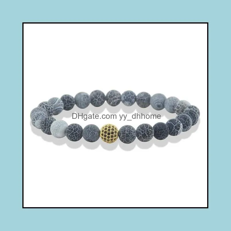 micro pave black cz beads hand bracelet natural nature stone beaded bracelets for men women jewelry