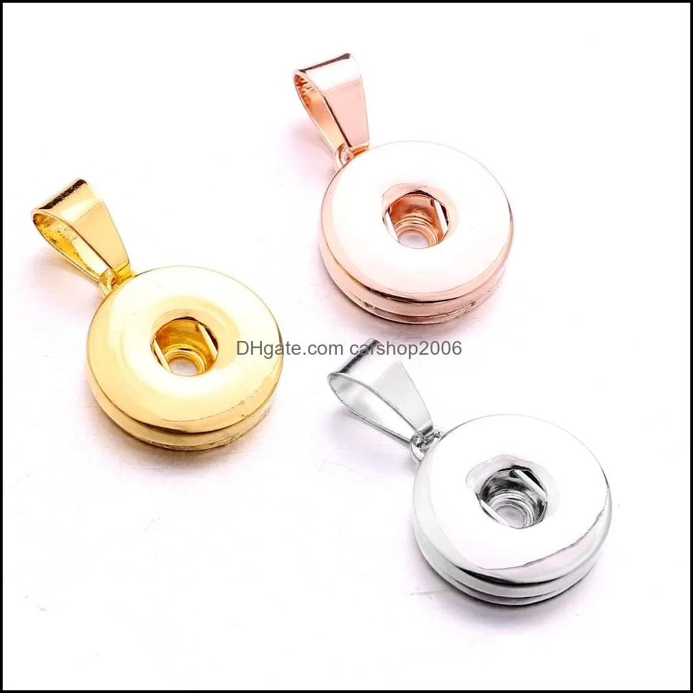 silver gold Metal 18MM Ginger Snap Button Base Pendant charms for DIY Snaps Buttons Necklace earrings necklace Jewelry accessorie