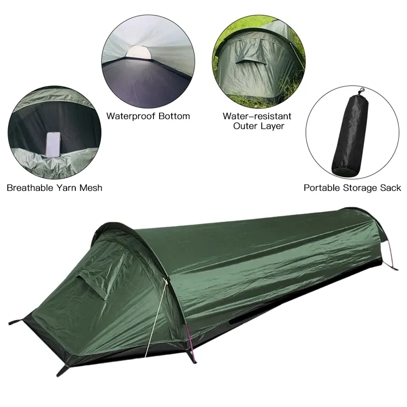 Barraca Ultraleve Mochila Barraca Acampamento Ao Ar Livre Saco-cama Barraca Leve Bivvy BagTent 220530