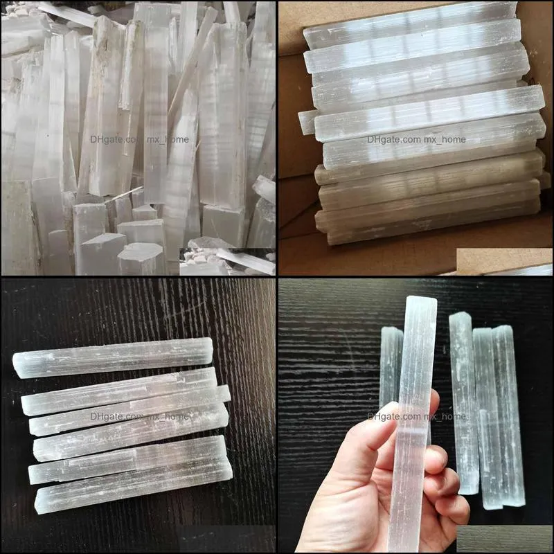 14-15cm Natural Selenite White Stick Wand Chakra Meditation Healing Crystal Rough Mineral Gemstone Home Decora