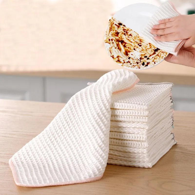 Cleaning Cloths Rag Absorbent Household Kitchen Waffle Cleaning Rags With Lanyard Clean Oil Towel HH22-57