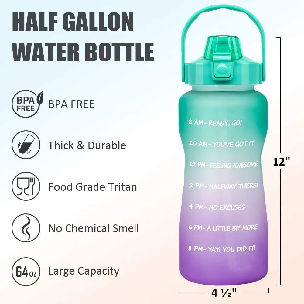 2l Portable Large-capacity Water Bottle Time Marker Leak-proof Bpa