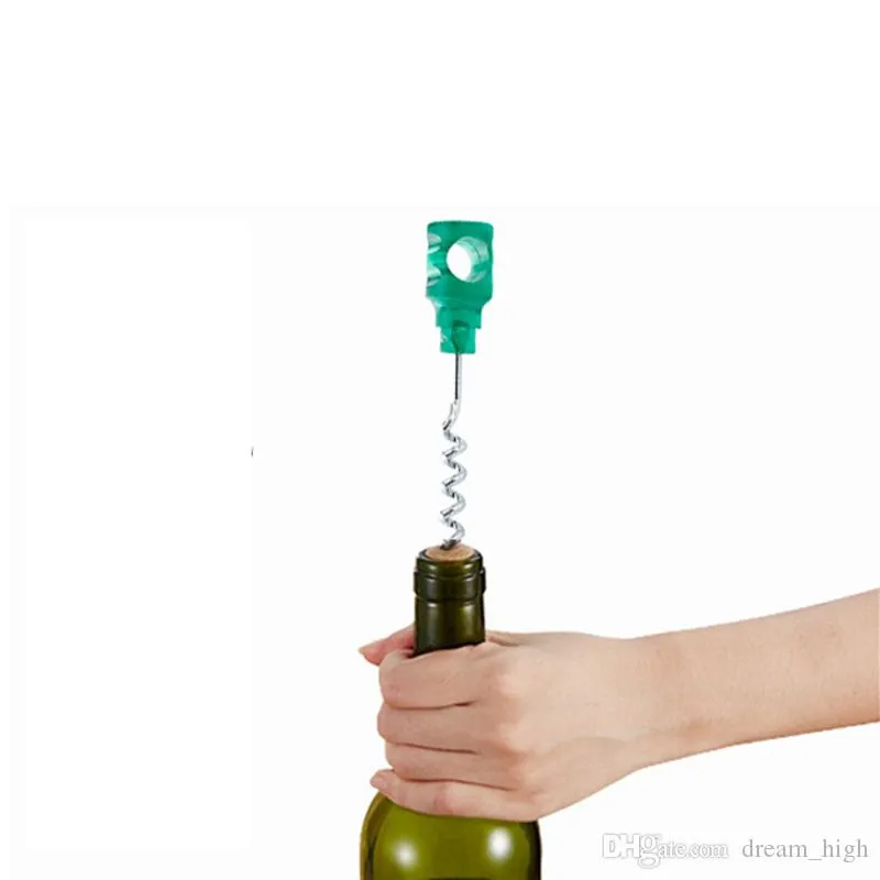 Crystal Red Wine Bottle Opener Plastic Screw Openers Stainless Steel Corkscrew Skid Handle Bar Supplies Kitchen Tool