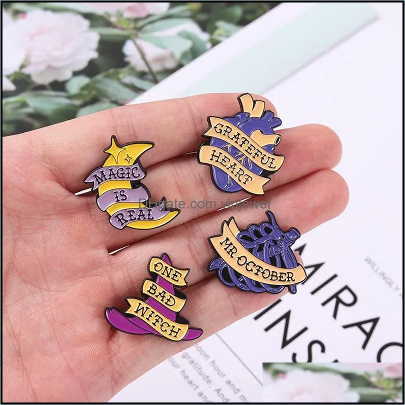 cartoon moon heart letter series brooch european unisex witch hat breastbone corsage badges  sweater clothes enamel lapel pins