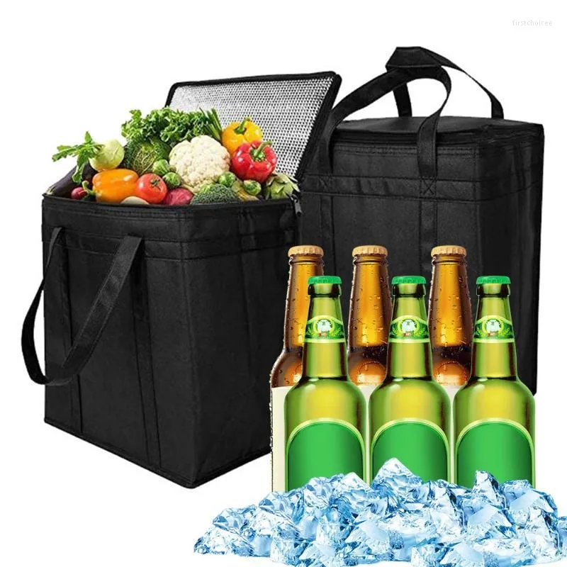 Bolsas de armazenamento Bolsa de refrigerador portátil Big Dolding Isolding Térmico para almoçar alimentos bebendo vinhos Pictich bolsa de acampamento ao ar livre portador de camping