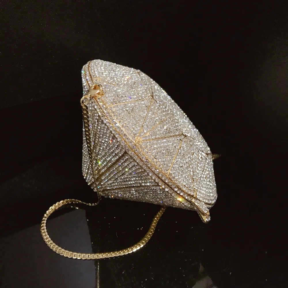 Diamond Shape Evening Party Bags Full of Shinestone Shoulder Bag Women's Clutch Banquet Bag