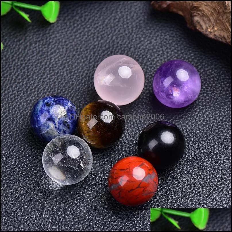 Piedra Perlas sueltas Joyería 20Mm Adornos naturales Amatista Cuarzo rosa Turquesa Ágata 7Chakra Diy No poroso Redondo B Dhrry