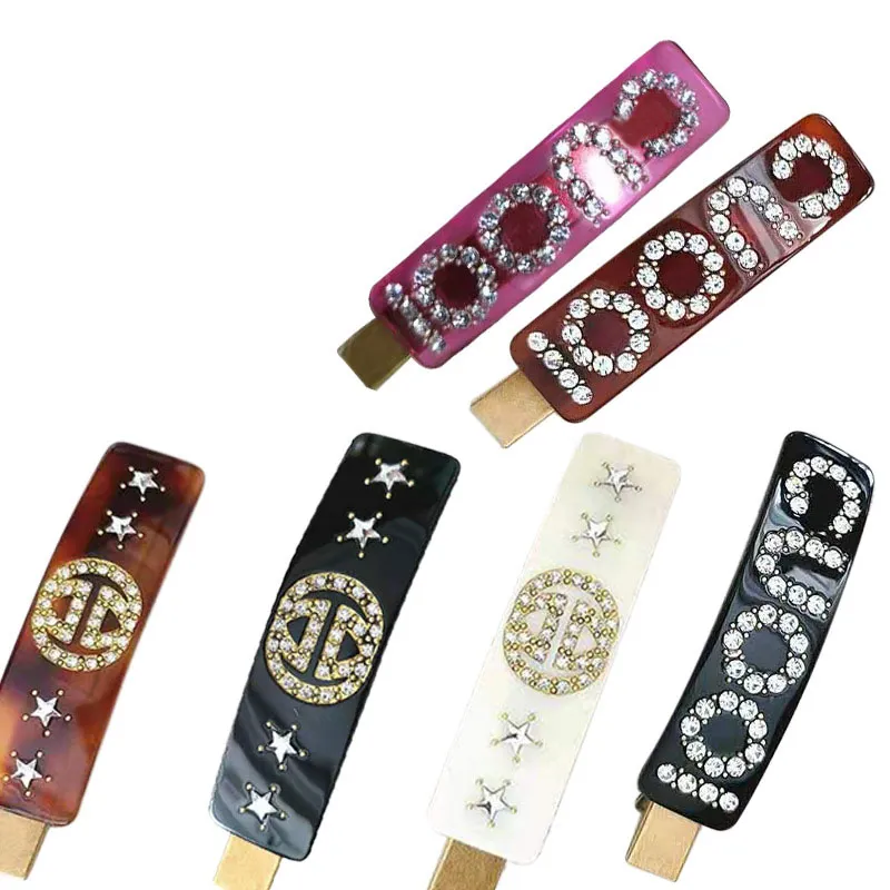 fashion luxury acrylic Hair Clips Barrettes girls nice personality G letters designer colorful crystal stone hairpins brand box pa259k