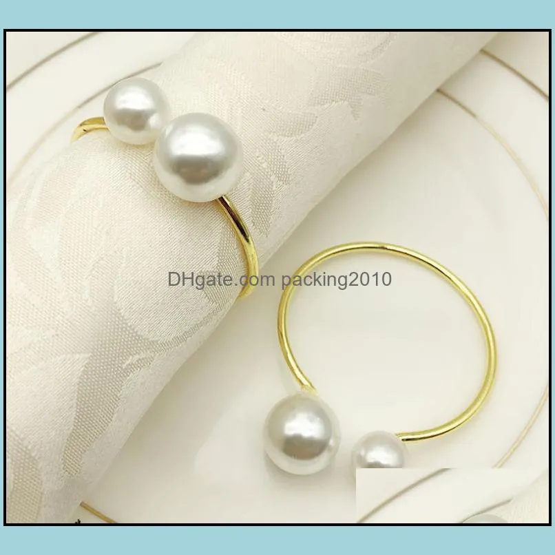 creative personality metal napkin ring the toast button ring napkin western buckle pearl meal sn2429