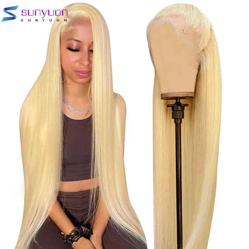 Vrouwen Haar Synthetisch 13x6 613 Honing Blonde kleur kant voor front menselijke pruiken voor HD transparante Braziliaanse remy 13x4 rechte frontale pruik 0527