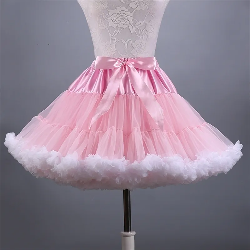 Yetişkin kısa tül pettiskirt renkli tutu etek crinoline jupon saia kadınlar için 210306