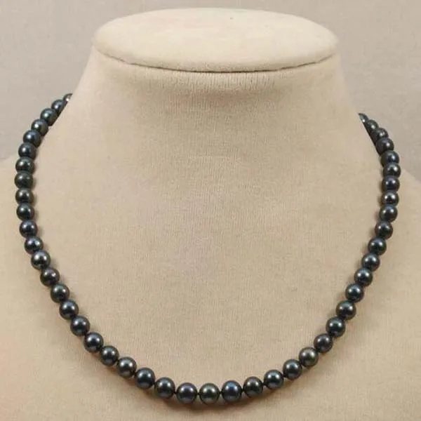 Collier de perle d'eau douce et noire noire de 11-12 mm
