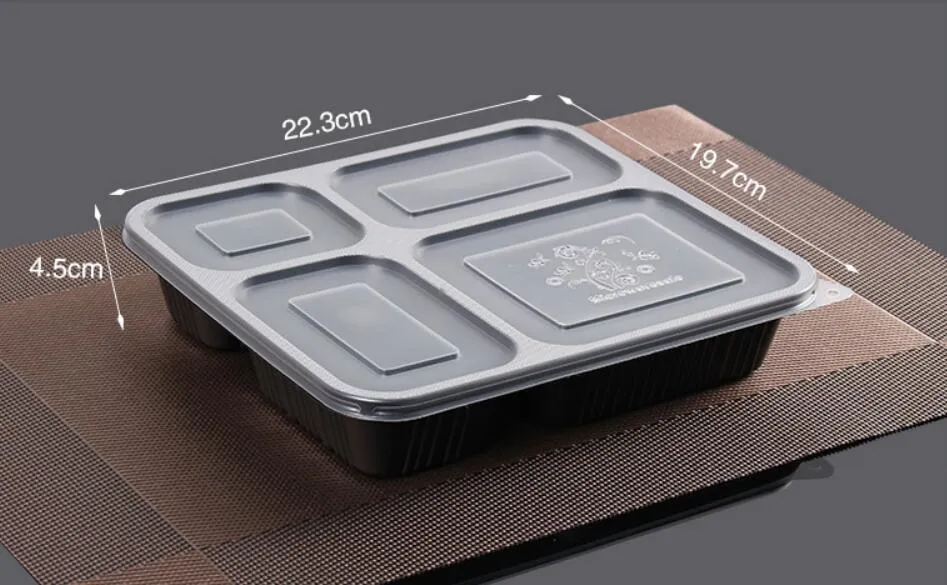 Free shipment 4 compartments Food grade PP take away food packing boxes high quality disposable bento box for Hotel