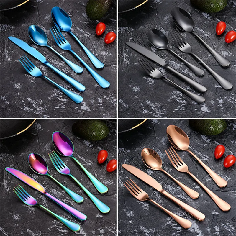 5 sztuk Flatware Zestaw sztućców Nóż Widelec Spoon Set Obiadowe