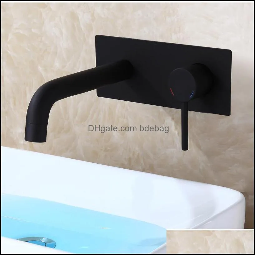 C&C Matte Frosted Black Sink Faucet Hot And Cold Water Wall Mount Basin Mixer Faucet Baking Varnish Single Handle Water Tap