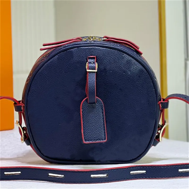 Klassisk Boite Chapeau Souple Mm handväska präglad grained läder Crossbody zipp axelväska kvinnor män