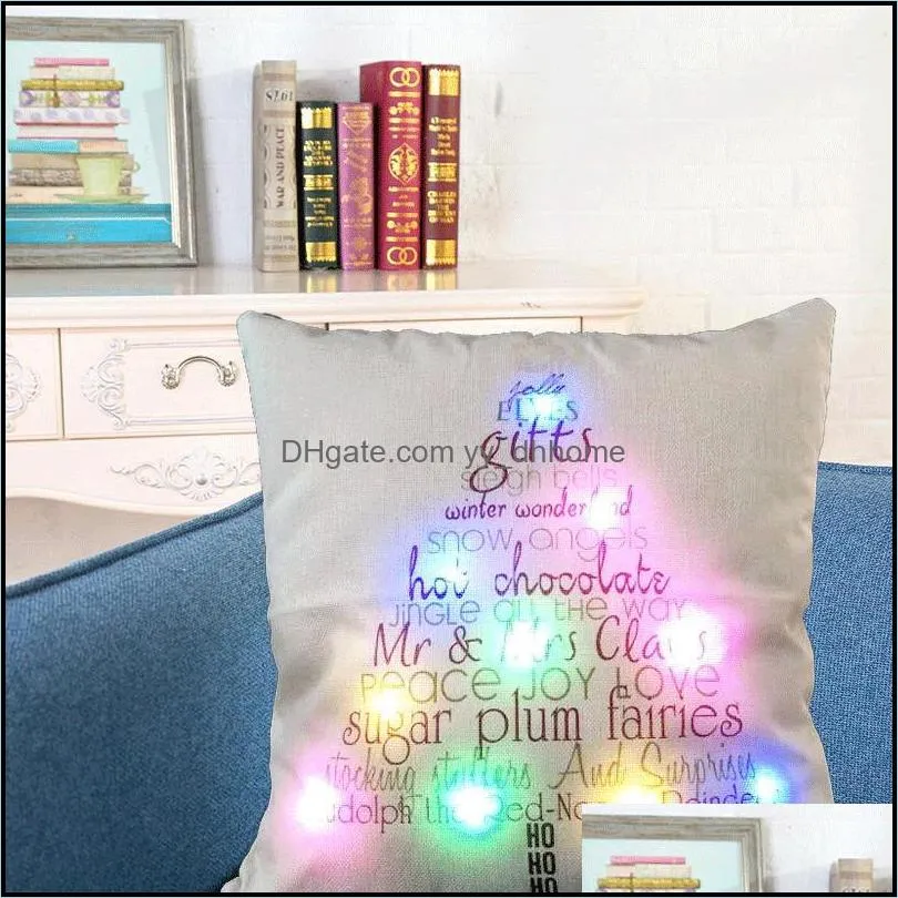 led light luminous pillow case linen household cloth cushion cover christmas pillow cover home sofa car decoration wq61