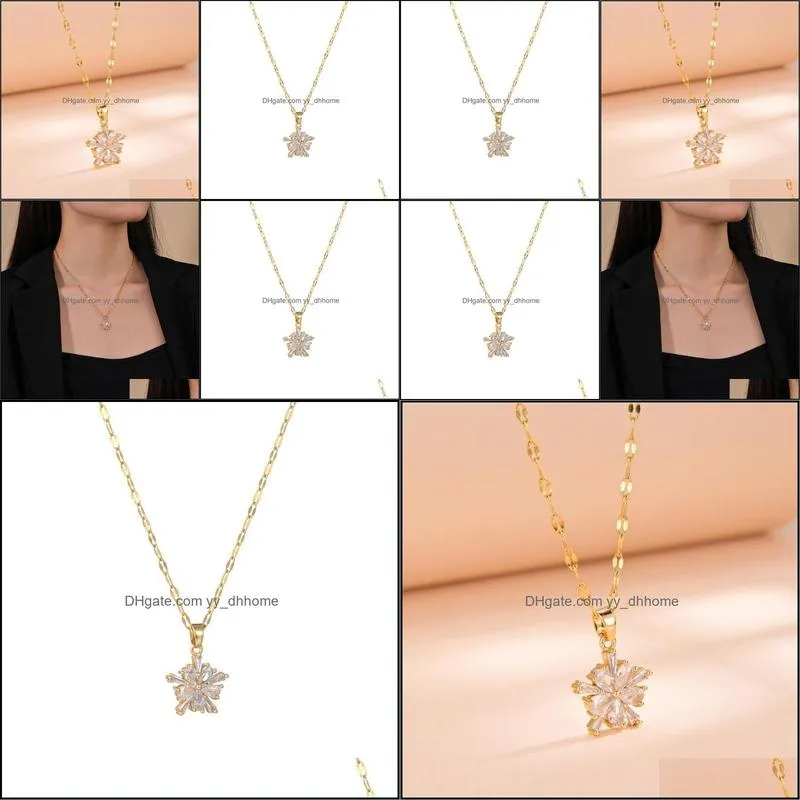 pendant necklaces gold jewelry luxury zircon necklace for women short chain wedding part giftpendant