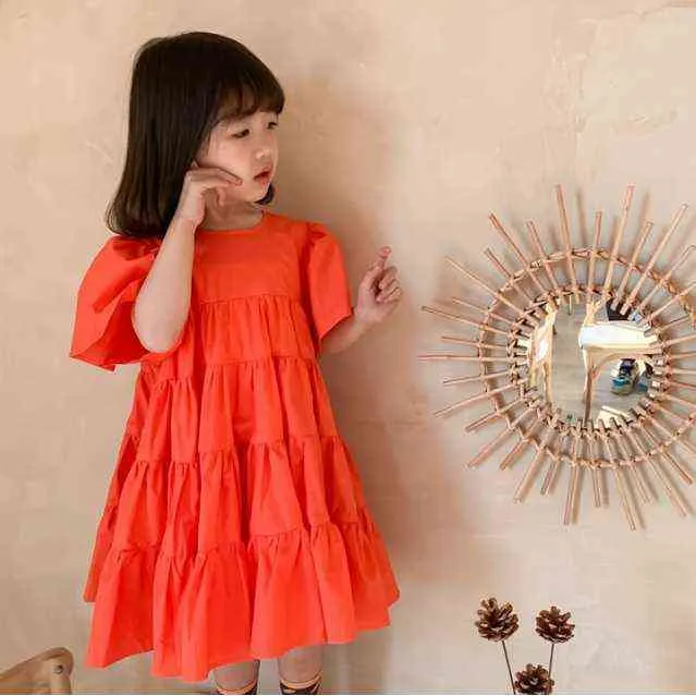 Children Summer Dress 2021 Kids Clothes Girls Ruched Princess Dresses Baby Girl Party Evening Dress Girl Clothing G220518