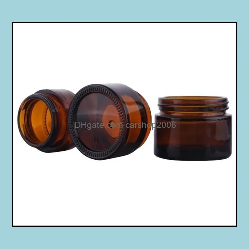 brown amber glass cream bottle jar black lid 5g 10g 15g 30g 50g 100g cosmetic jars packing bottles