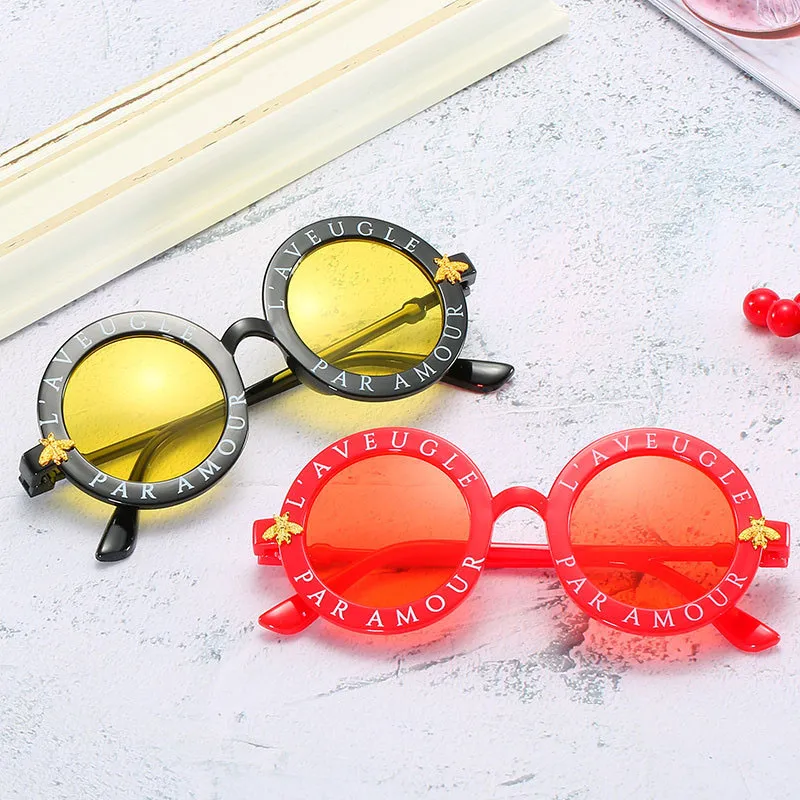 Fashion Kids Designer Sunglasses Lovely Dull Polish Girls Boys Sunglass Ultraviolet proof Infant Cute Bee Glasses Eyewear Children Shades Gafas Gift