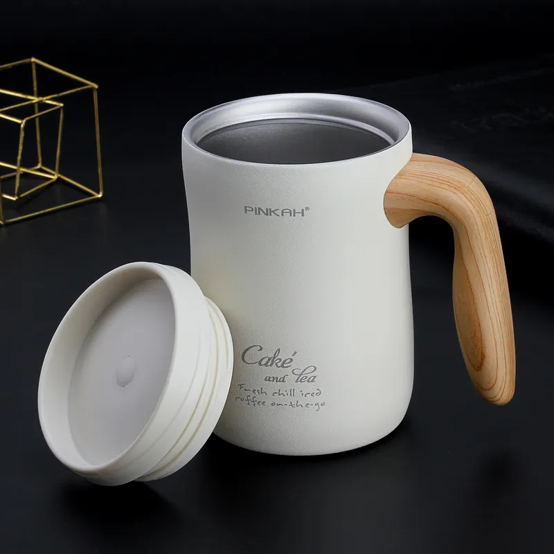 Chegada Pinkah 470ml Cup de café a vácuo com isolamento de isolamento caneca de caneca com vazamento de chá com tampa de leite doméstico térmicos 220509