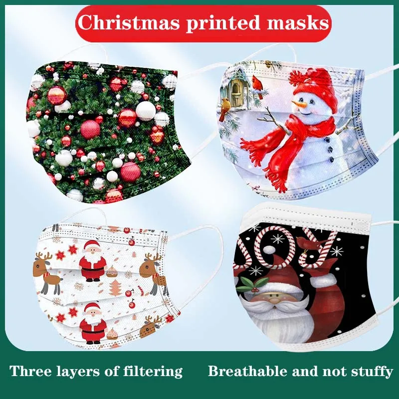 Disposable Christmas Masks Individually Packaged Adult 3D Mask