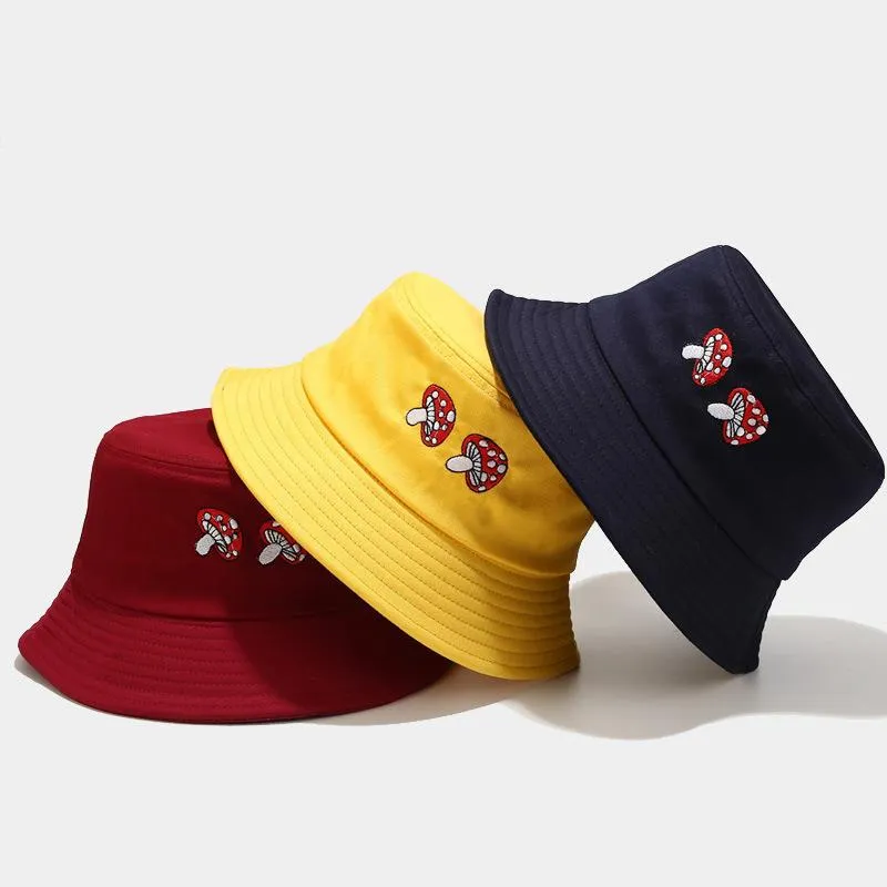 Berets Unisex Fashion Buckte Hat Summer Mushroom вышивая панама рыбак мужски для женщин повседневное открытое пляжное солнце