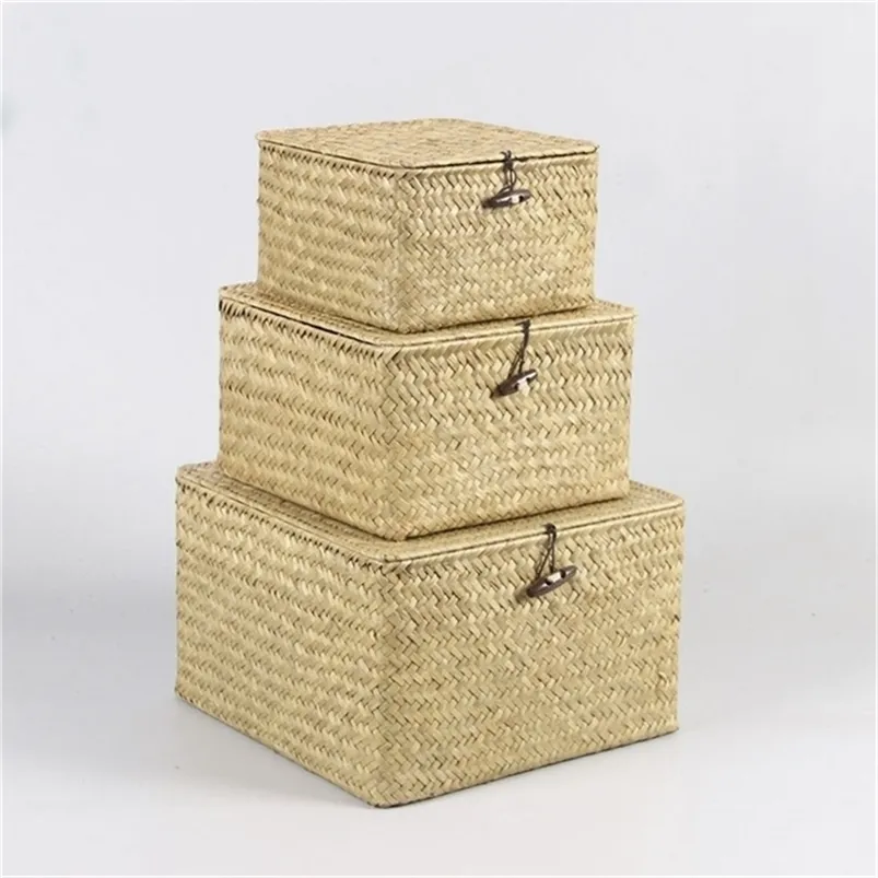 Handmade Rattan Storage Box With Lid Hand Woven Jewelry Box Wicker
