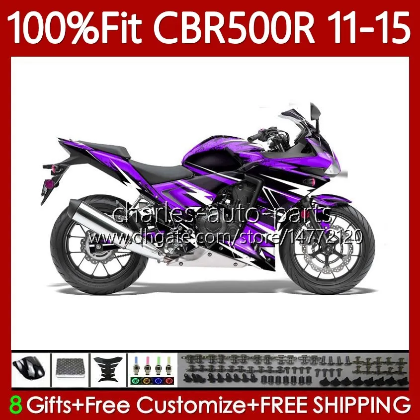 Corps OEM pour HONDA CBR500 CBR 500R 500 R CC 500CC 11-15 Carrosserie Violet Blk 126No.132 CBR-500R CBR500R 11 12 13 2014 2015 CBR500RR 2011 2012 2013 14 15 Carénage d'injection