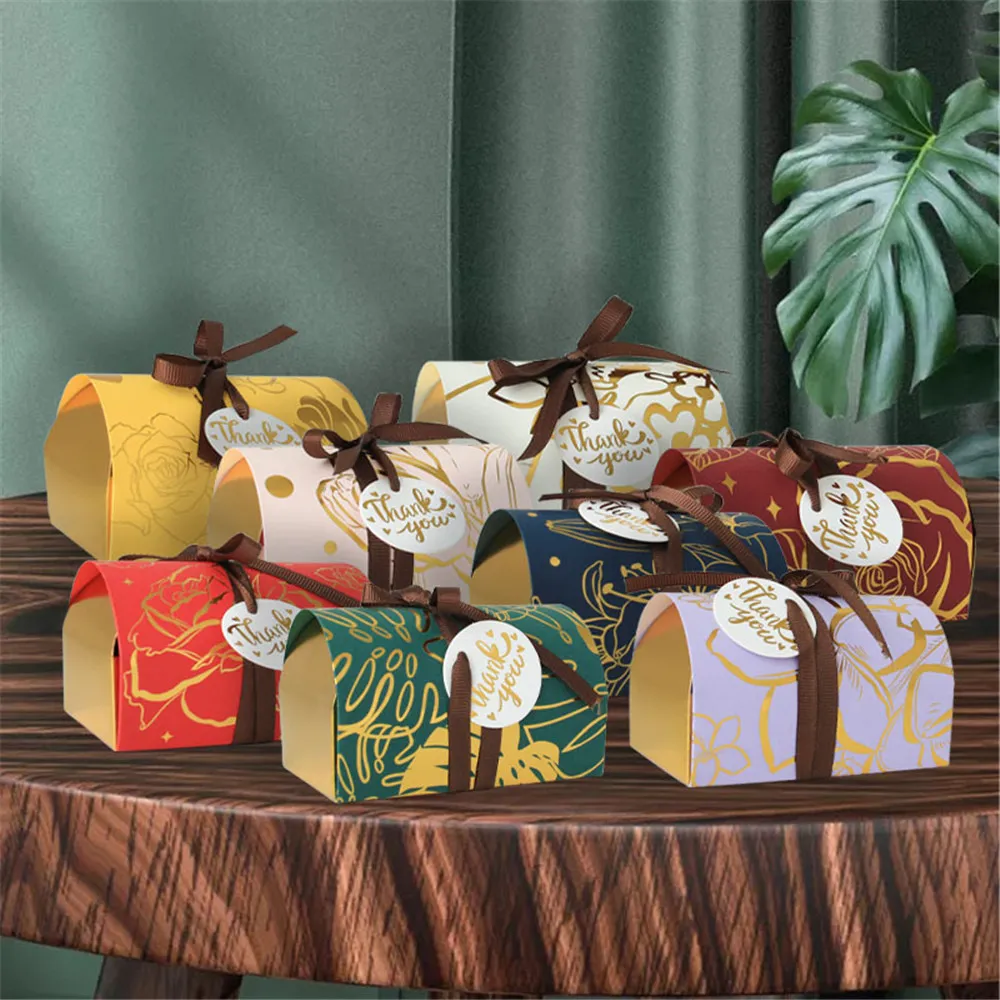 Confezione regalo Confezione regalo con motivo abbronzante Carta Kraft Scatole per imballaggio di caramelle natalizie Bomboniere per feste