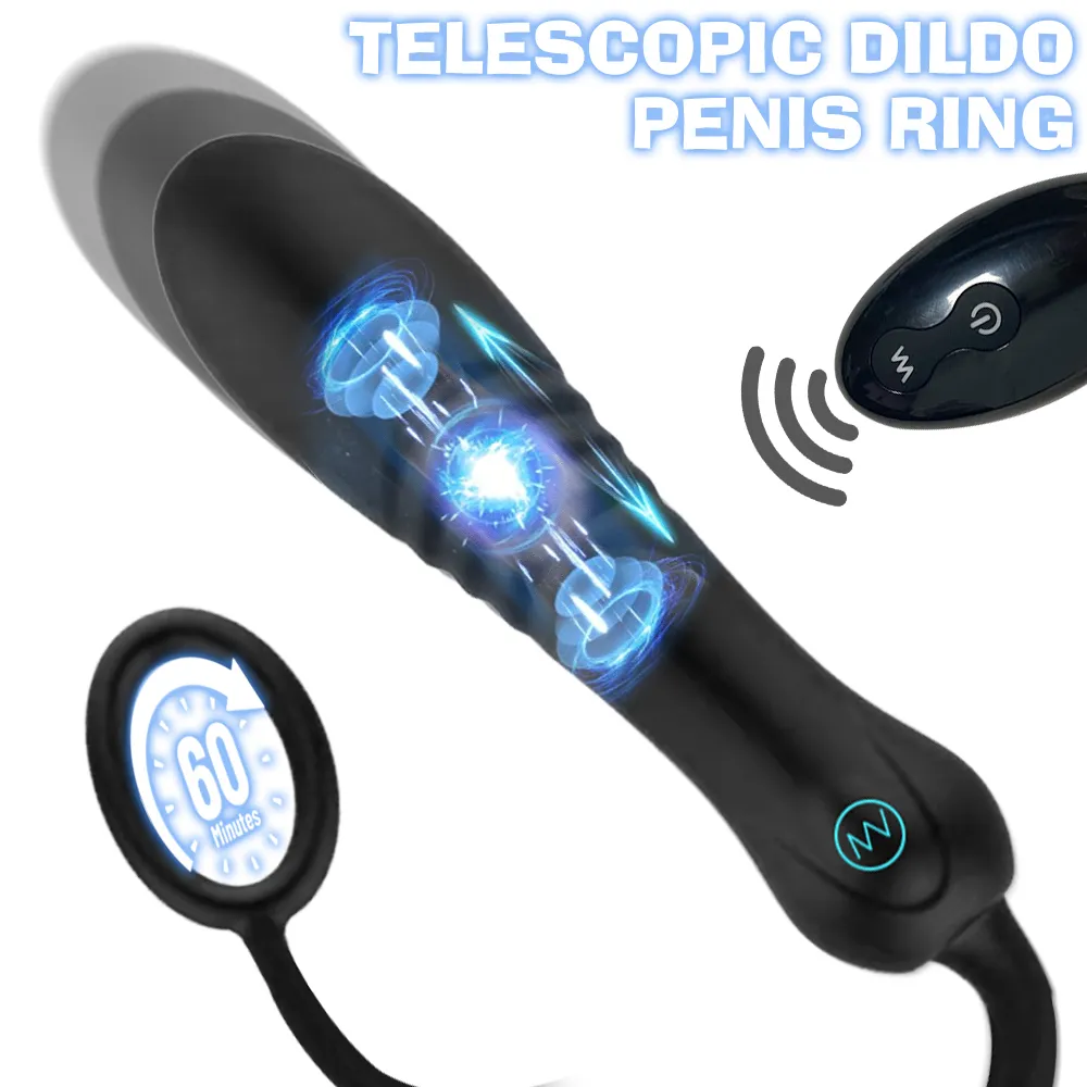 Teleskopowy wibrator dildo zdalny stymulator g-punkt stymulator Anal Anal Butt Massager opóźniony pierścień wytrysku penisa