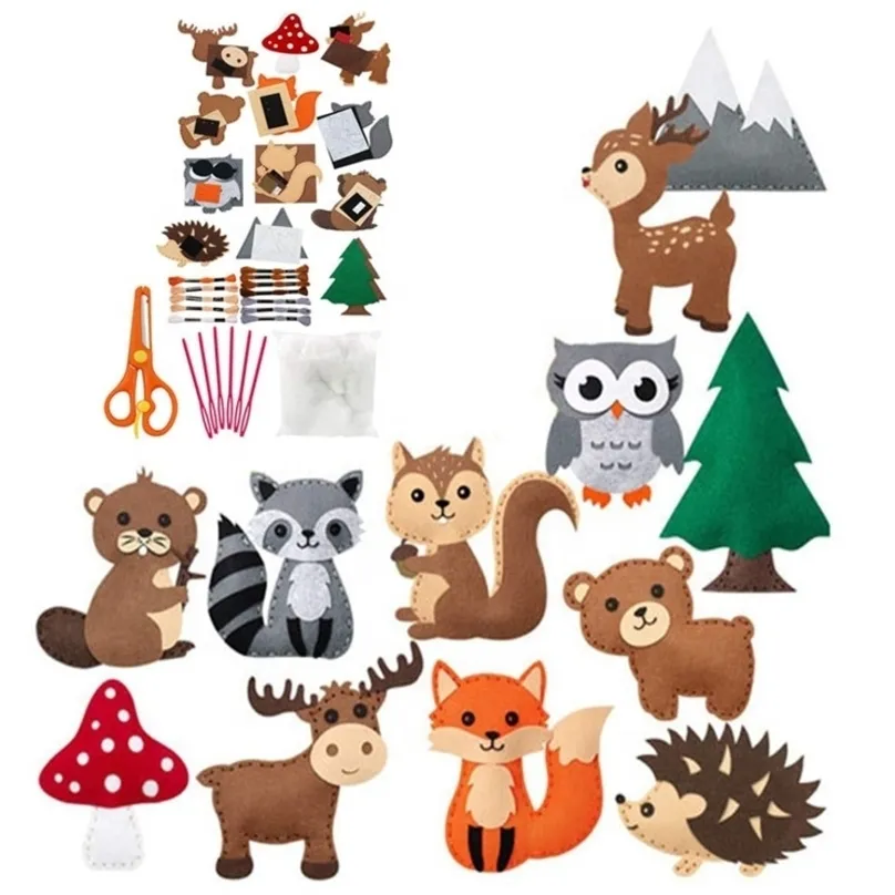 Forest Creatures DIY Felt Woodland Stuffed Animals Craft Kit For