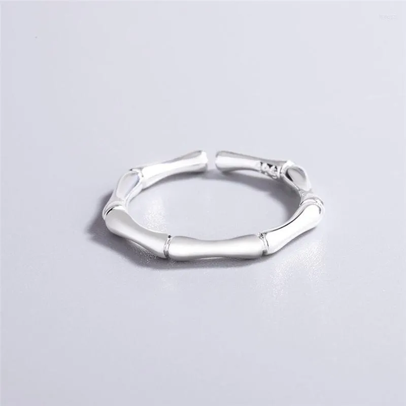 Cluster Rings Sole Memory Mini Bamboo Cute Fresh 925 Sterling Silver Female Resizable Opening SRI997Cluster