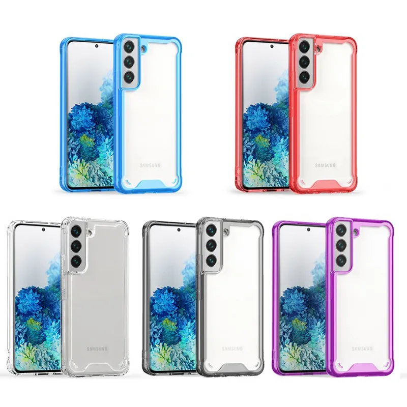 Anti-drop hoesjes van militaire kwaliteit Transparant Acryl TPU Schokbestendig Voor iPhone 14 13 12 11 Pro XR XS Max X 8 Plus Samsung S21 FE S22 Ultra A03 Core A13 A33 A22 A53 A73 A03S