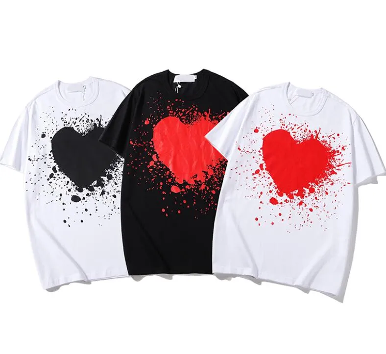2022 nova marca de moda feminina designer de camisetas de algodão de alta qualidade bordados de amor harajuku camisetas masculinas casais tamanho grande SU S-2XL