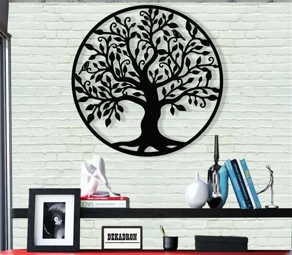 Arte de pared de metal, arte de pared de árbol de la vida, letrero de árbol genealógico de metal, decoración de pared de metal