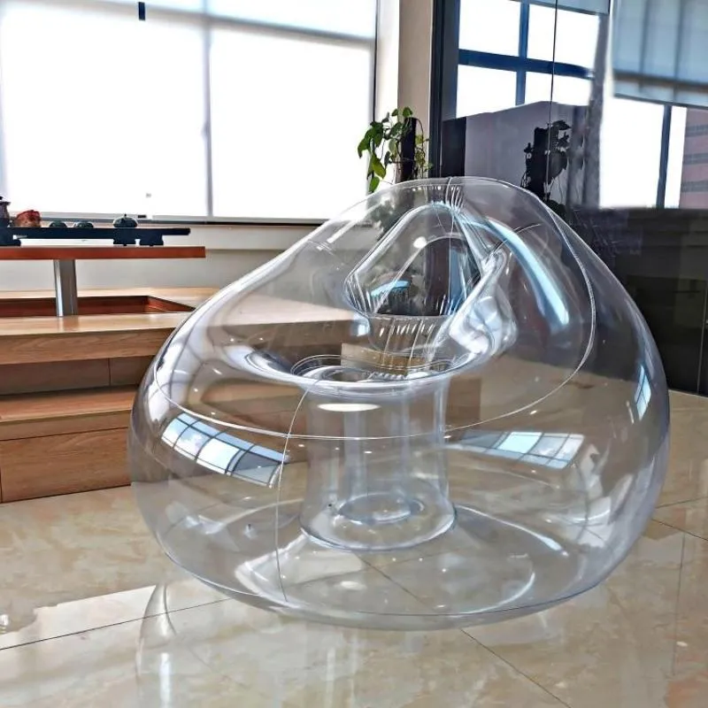 Camp Furniture Transparent Inflatable Chair Sofa Blow Up Couch Camping Single Outdoor Music Festival Bed Cafe SeatCamp