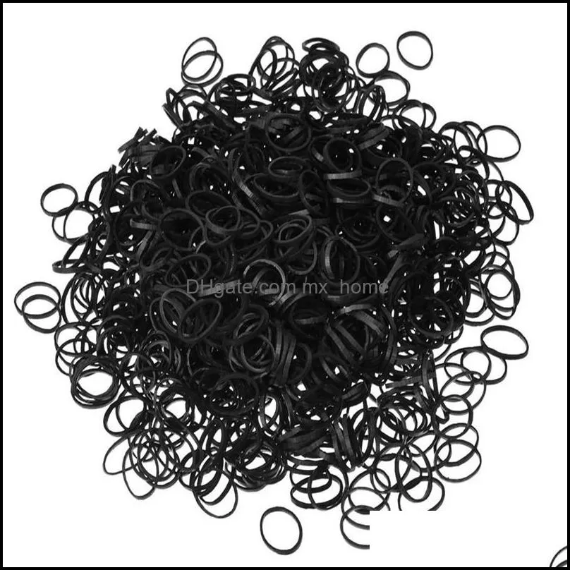 1000pcs/lot girl ponytail holder ring black transparent disposable elastic hair bands rubber band scrunchies kid hair accessories dbc