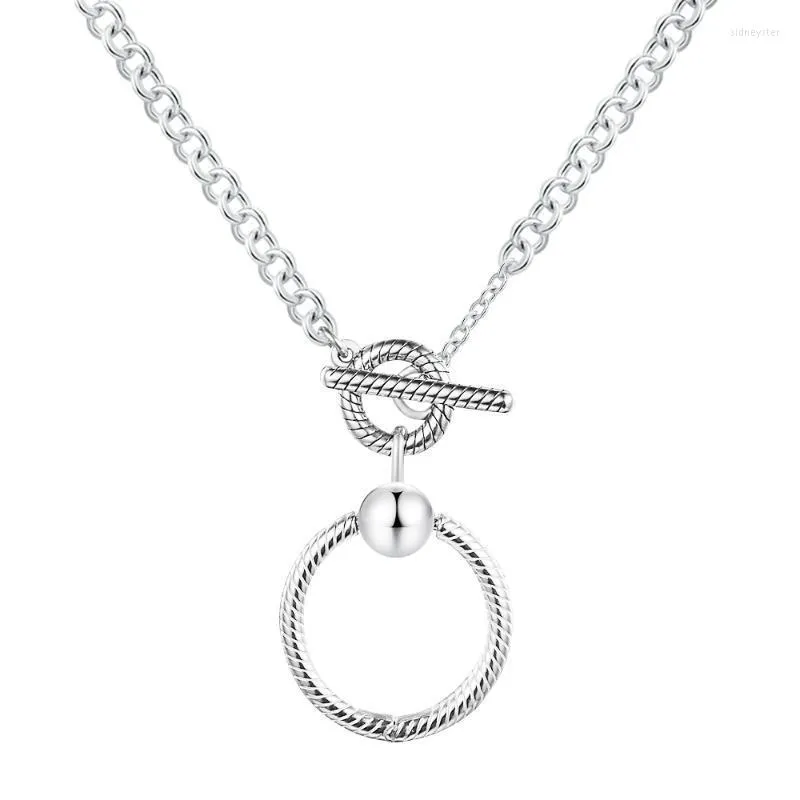 Chains 925 Silver Sterling Jewelry Moments O Pendant T-bar Necklace For Women Gift Original Charm WholesaleChains Sidn22