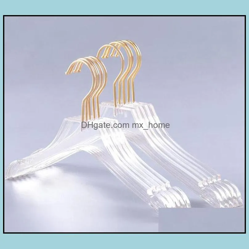 20st Luxury Clothes Hangers Clear Acrylic Dress with Gold Hook Transparenta Shirts Holders Hasse For Lady Kids Drop Delivery 2021 Racks