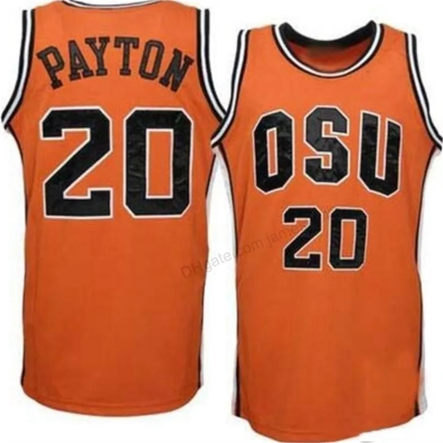 Nikivip goedkoop aangepaste retro #20 Oregon State Gary Payton Basketball Jersey Men's All gestikte oranje elke maat 2xs-5xl naam of nummer vintage