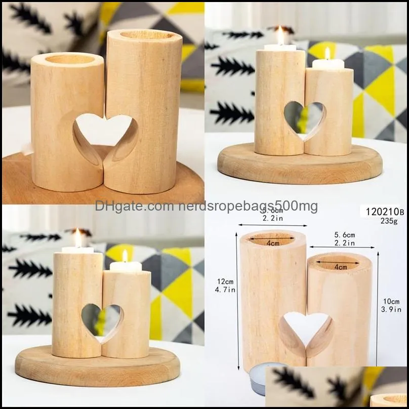 Wooden Sweet heart candle holder Wedding Decoration of Table Candles Holders Creative wood square tea lamp 63 p2